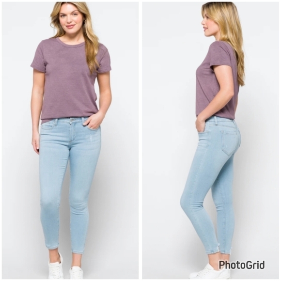 JUST USA YARA MID-RISE SKINNY LIGHT WASH CROPPED JEAN (SIZE 26) - Picture 1 of 14